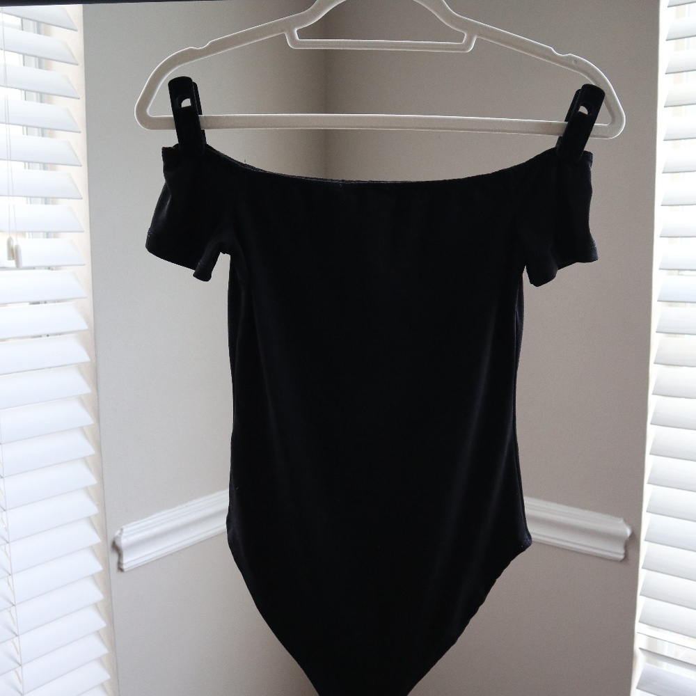 Black off the shoulder bodysuit